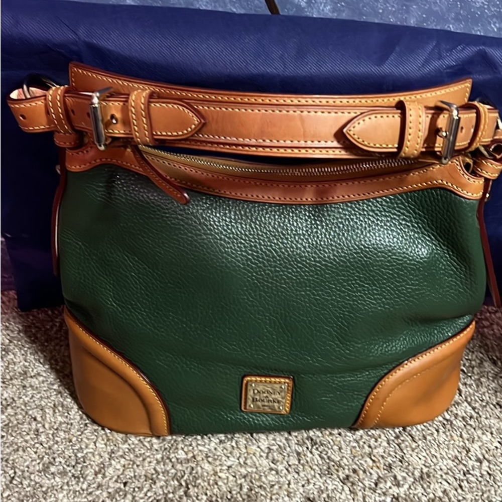 Dooney & Bourke Green and Tan Leather Bag